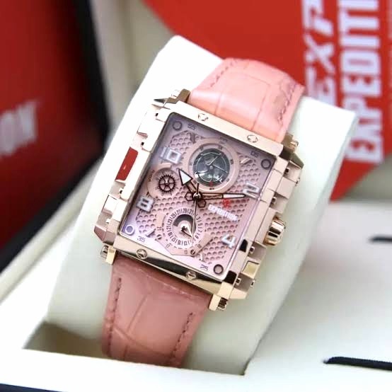 ✅New Expedition E6757 E 6757 Peach Leather Strap Jam Wanita Origina Limited