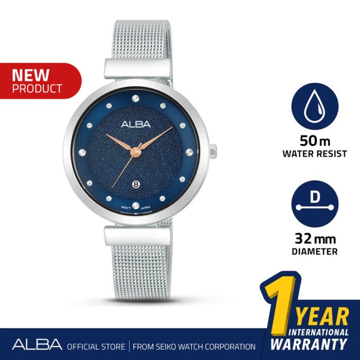 ✅New Ori Jam Tangan Wanita Alba Ah7Ca3 Rantai Pasir Silver Quartz Original Terbaru