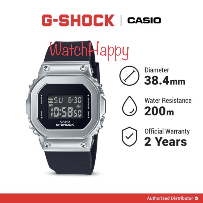 ✅New Casio G-Shock Gm-S5600-1Dr / Gm-S5600-1 Full Digital Black Rubber Band Bisa Sameday