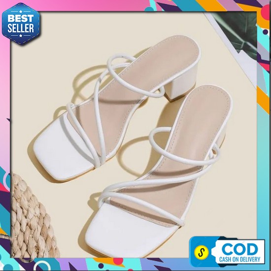 Sandal Heels Wanita Casual Big Size 36 42 Sepatu Haigh Hels Hak Tahu Pesta Hils Kekinian Korean Styl