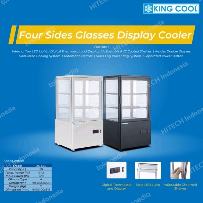 Promo Display Cooler Four Side Xc-58L Cake Showcase Pendingin King Cool