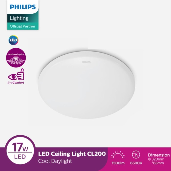 Philips Lampu Ceiling CL200 LED 17W 65K - Putih