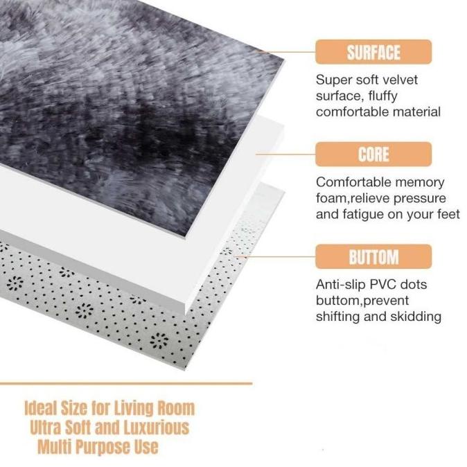 Karpet Bulu Ombre Uk. 120 x 180 Cm Anti Slip Karpet Bulu Rasfur Tebal