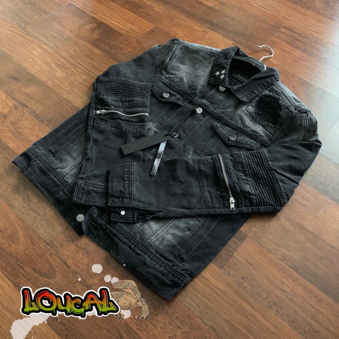 Rucas Jade Black Biker Denim Jacket