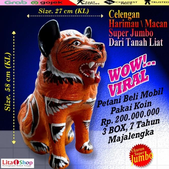 Celengan Harimau Super Jumbo/Celengan Macan Tanah Liat Gerabah L Jumbo