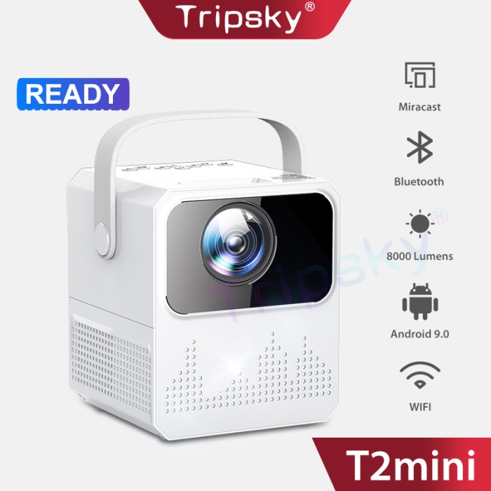SMART PROYEKTOR ANDROID WIFI MIRRORING HP PROJECTOR 120ANSI 6000 LUMEN