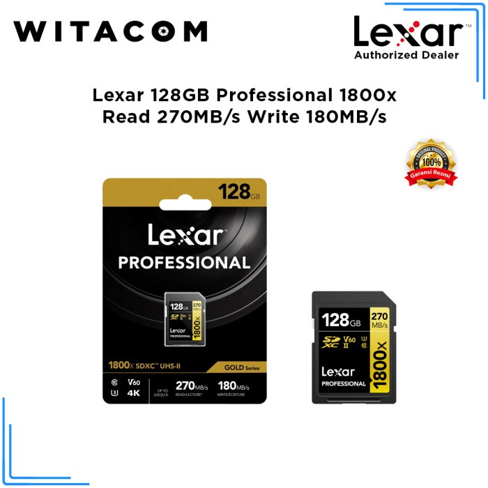 Lexar 128GB Professional 1800x SDXC UHS-II GOLD Series