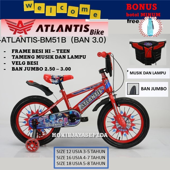 Promo Sepeda Bmx Anak 18" Atlantis Musik Ban Jumbo