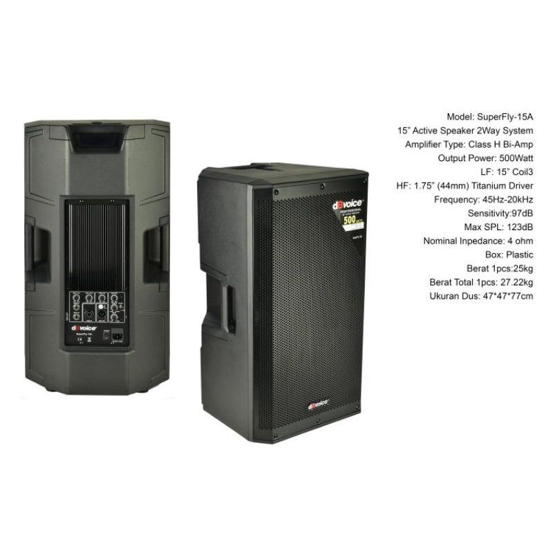 dBvoice Speaker aktif Superfly-15A 500watt Bi Amp System