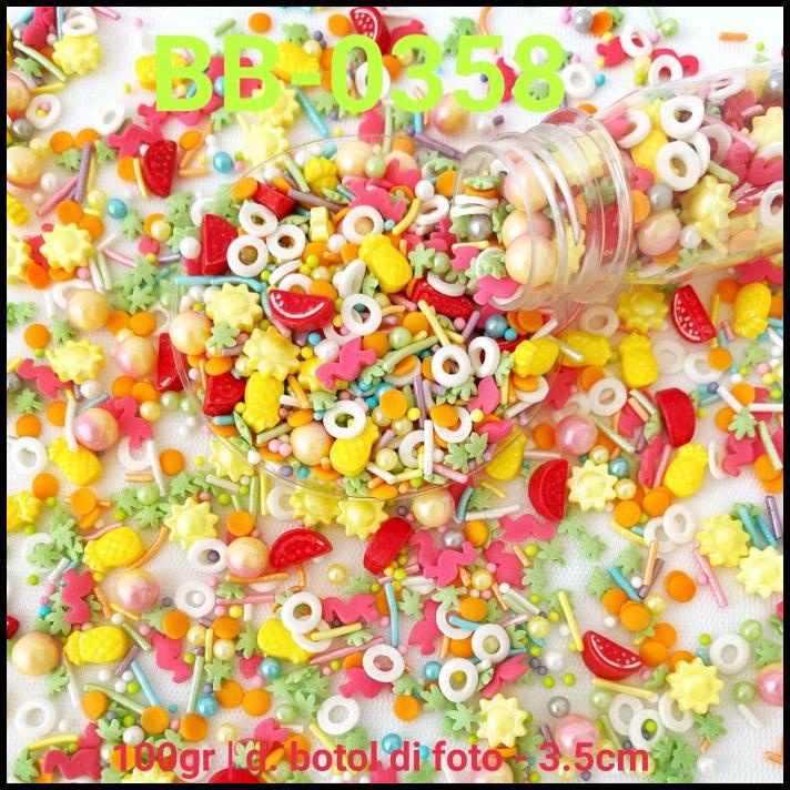 

HOT DEAL BB-0358 SPRINKLES SPRINKLE 100GR MUTIARA BUAH NANAS SEMANGKA BINTANG !!!!!!!
