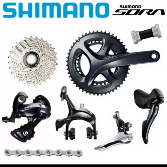✨Ori Groupset Shimano Sora R3000 50/34T Sprocket 11-34T Brifter Stang Balap Limited