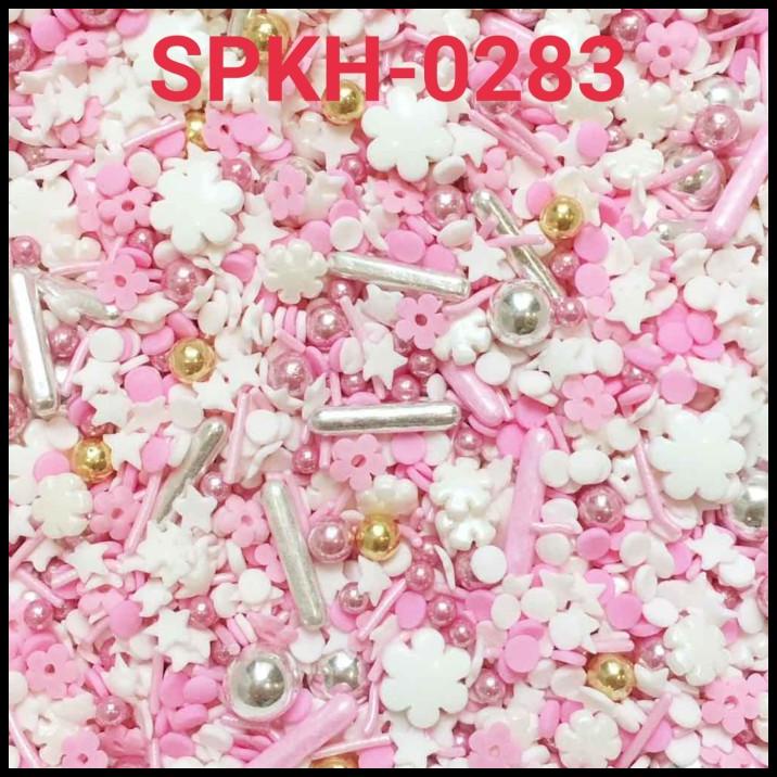 

BEST DEAL SPKH-0283 SPRINKLES SPRINKLE SPRINGKEL 500GR MUTIARA BUNGA PINK PUTIH !!!!!