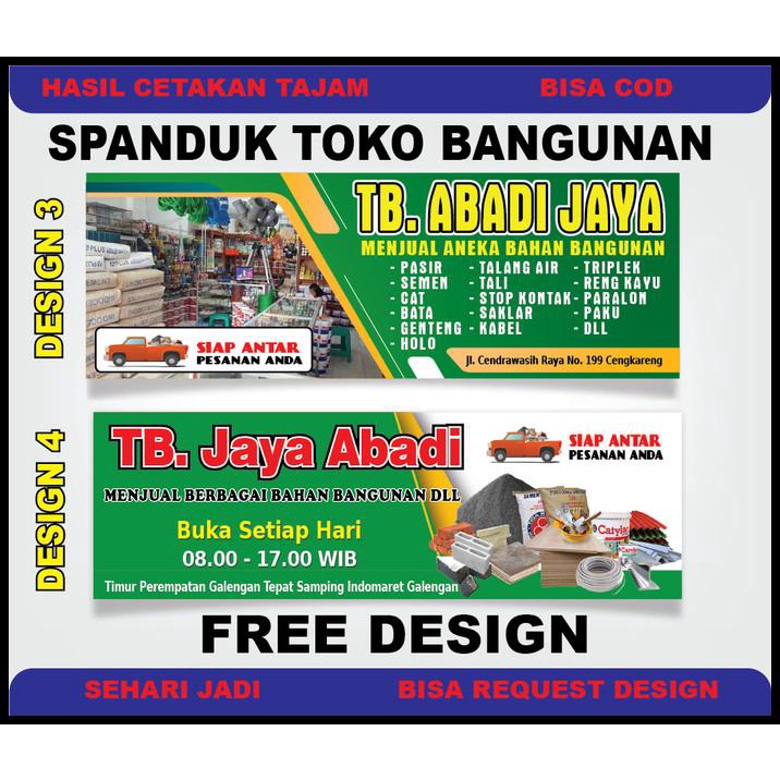 DISKON SPANDUK TOKO BANGUNAN / BANNER TOKO BANGUNAN (FREE DESIGN REQUEST) 