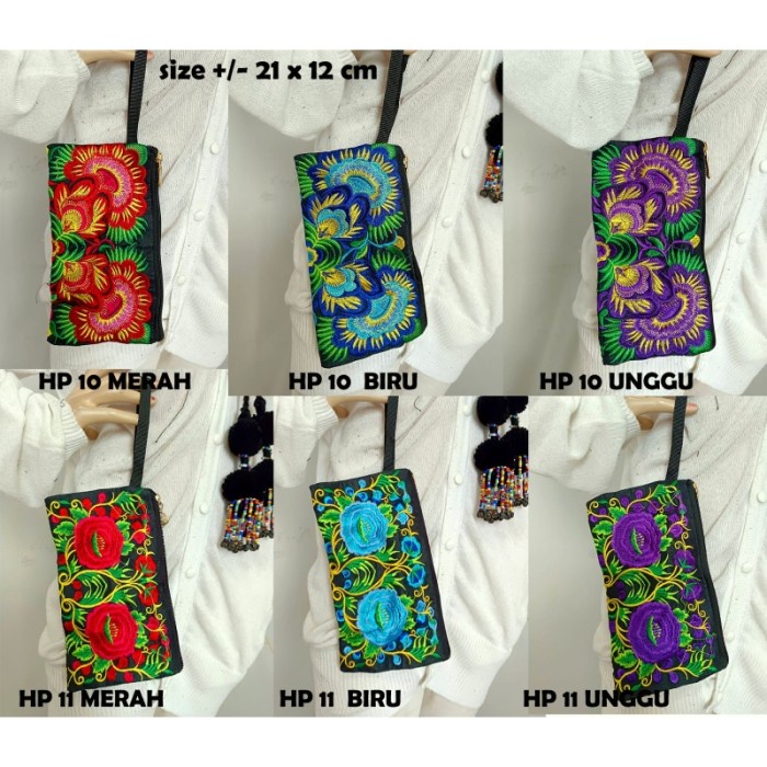 Dompet pouch import full bordir Thailand oleh-oleh souvenir Bangkok 100% ORIGINAL