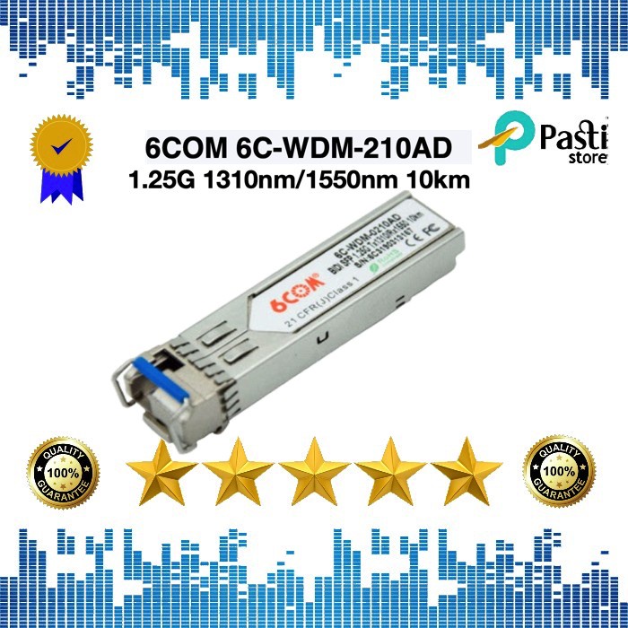 Termurah 6Com,Bidi Sfp, 1.25 Gb/S,1310Nm/1550Nm,Smf,10Km,Ddm,Lc