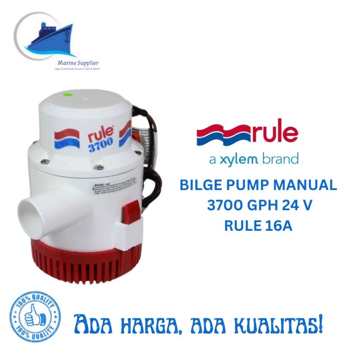 [Original] Rule 16A 3700 Gph Bilge Pump Manual 24 Volt - Pompa Lambung Kapal Bisa Gojek