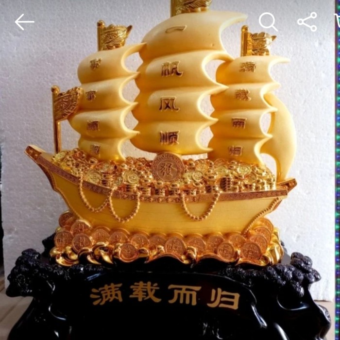 [Original] Pajangan Fengsui Kapal/ Patung Perahu Layar/ Miniatur Kapal Xl Bisa Gojek