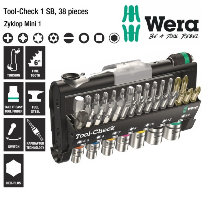 [Original] Tool Kit Set 05073220001 - Tool-Check 1 Wera Bisa Sameday