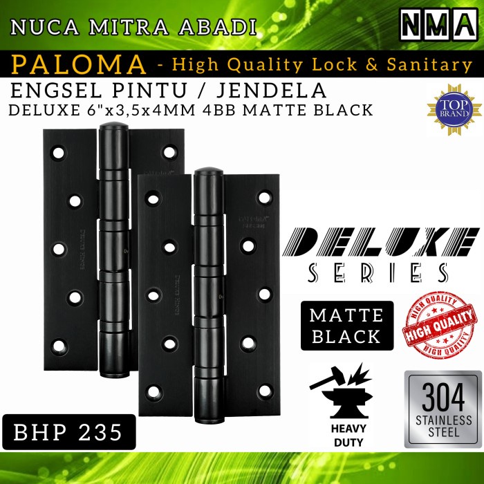 [Ori] Engsel Pintu Jendela 6 Inch 6X35X4Mm 4Bb Hitam Black Paloma Bhp 235 Berkualitas