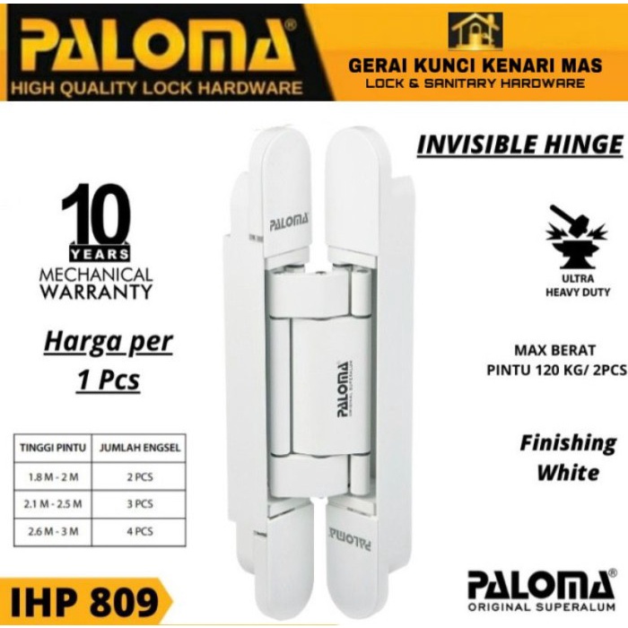 [Ori] Engsel Tanam Pintu Ihp 809 Paloma Invisible Hinge Concealed Hinge Berkualitas