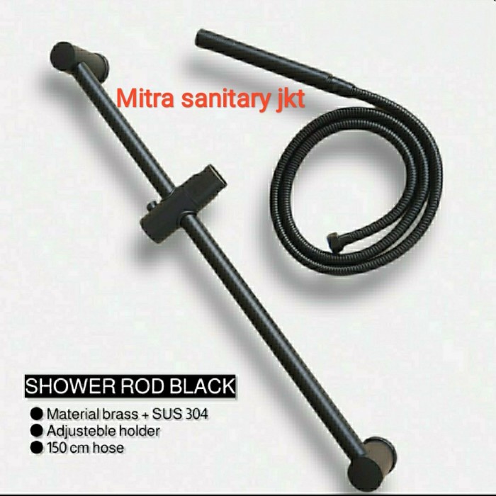 [Ori] Shower Tiang Stainless Model Wasser /Shower Set Warna Hitam Terbatas