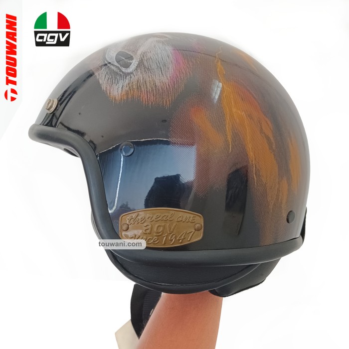[New Ori] Helm Agv Open Half Face Retro Classic Harley Vespa Cruiser Retro Jadul Bisa Sameday