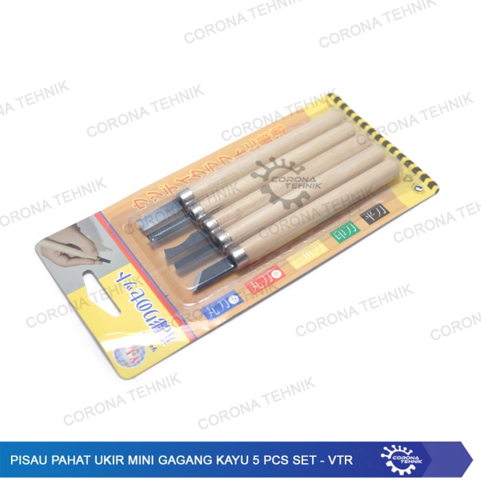 

Pisau Pahat Ukir Mini Gagang Kayu 5 Pcs Set - VTR star