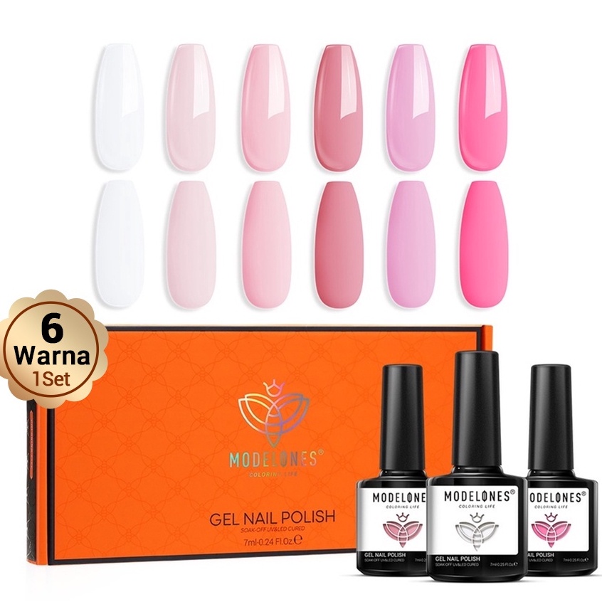 Elones Gel Cat Kuku Set 6 Pcs Populer Nude Neutral Gel Polish Nail Kit Semua Musim Warna Kulit