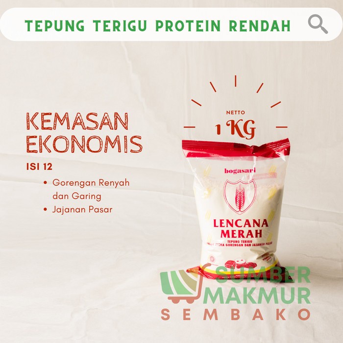 

Harga!! Tepung Terigu Protein Rendah Lencana Merah 1 X 12Pcs ONLY]