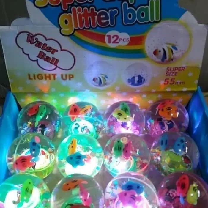 Mainan Yoyo Bola BEKEL Lampu Mainan Anak Bola Karet Nyala Warna Warni