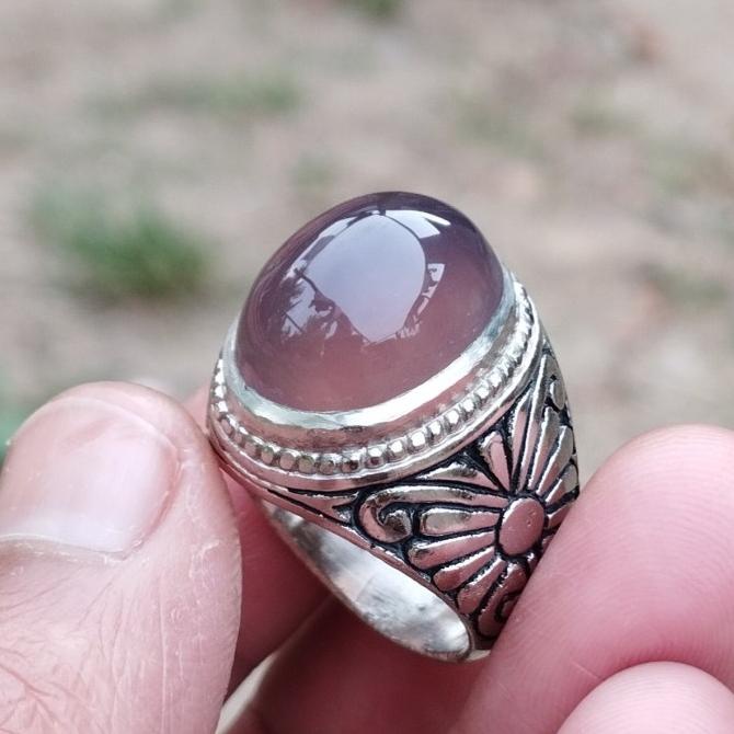 natural cincin kecubung lavender batu raja serat kura ungu terong