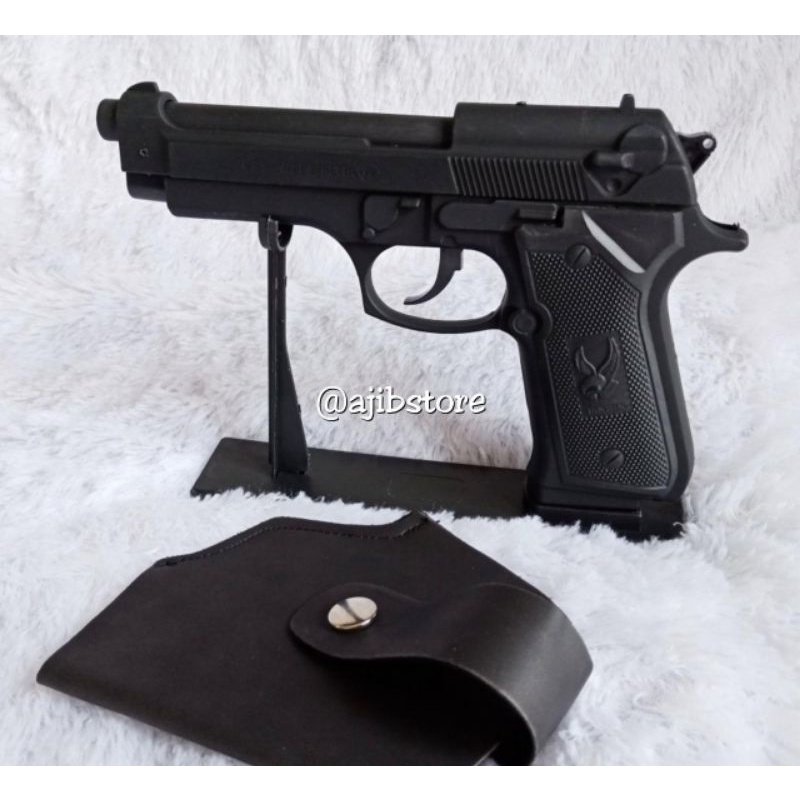 KOREK API PISTOL BARA GAS FULL BLACK, KOREK API PISTOL UNIK