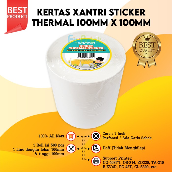 

Label Sticker Thermal 100Mm X 100Mm Cg-408Tt Cx-400 C-168 G-2108 Star