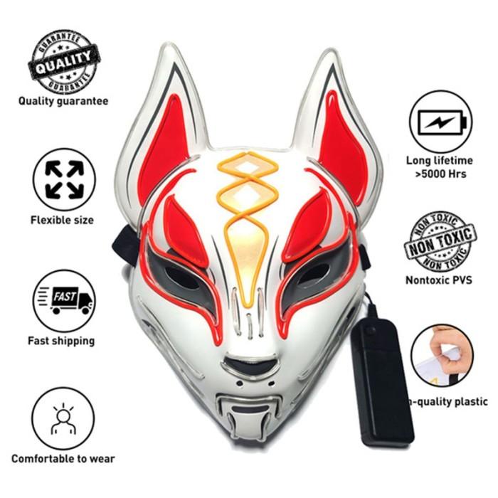 Topeng Rubah Anime Jepang/Fox Lighting Mask/Topeng Cosplay