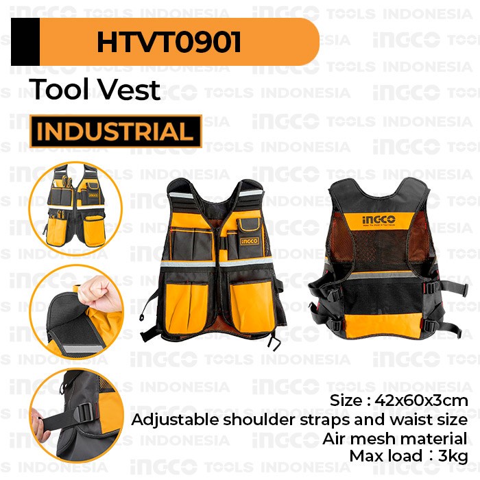 Tool Vest (3 kg) INGCO HTVT0901 Rompi Safety Proyek Tas Alat Perkakas