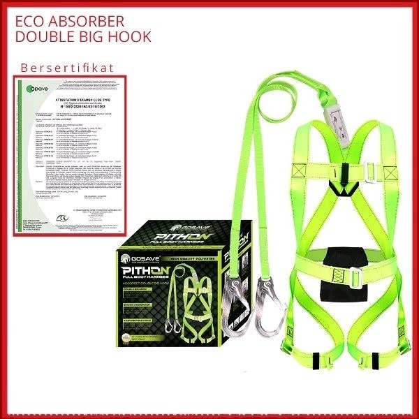 GOSAVE PRO SAFETY BELT FULL BODY HARNESS DOUBLE BIG HOOK + ABSORBER