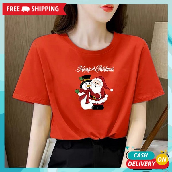 Kaos Natal Santa Claw Snow Kaod Santai Baj Marry Chrisnas Cowo Cewe Remaja Kaoa Import Premium Pakai