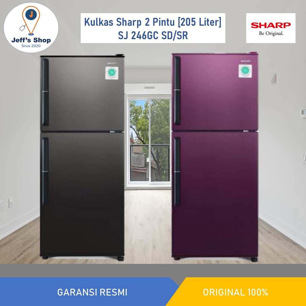 Sharp Kulkas 2 Pintu [205 Liter] SJ 246GC SD/SR [Cool Pack]