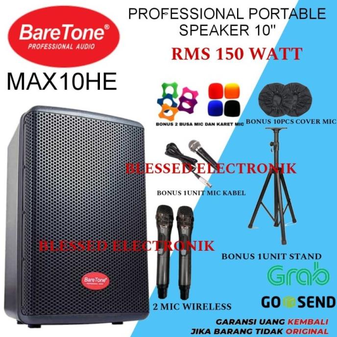 Speaker Baretone MAX10HE / MAX 10 HE / MAX-10HE Wireless Bluetooth ORI