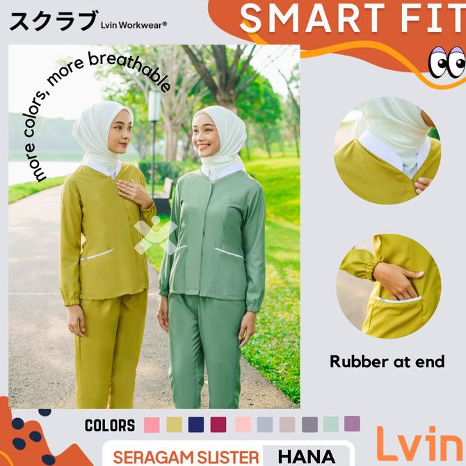 Lvin Baju Seragam suster Hana Series Long Sleeve / nanny uniform/serag