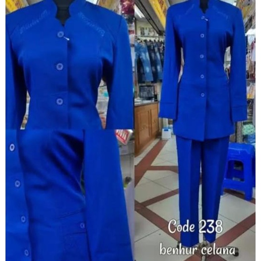 Setelan blazer wanita warna BENHUR /BIRU ELEKTRIK || Seragam Kerja 238