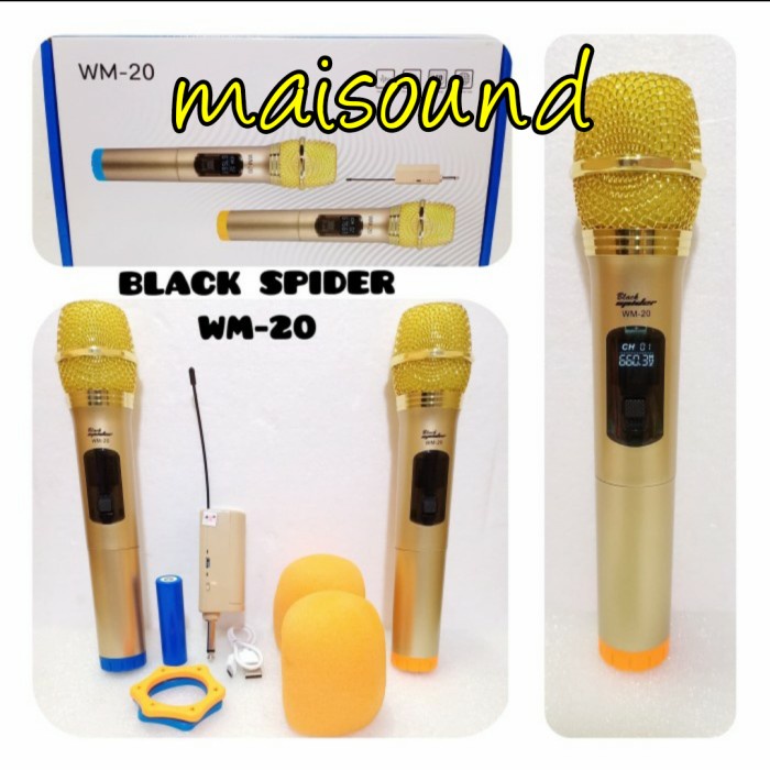 MIC WIRELESS BLACK SPIDER WM 20 ORIGINAL MICROPHONE BLACKSPIDER WM20