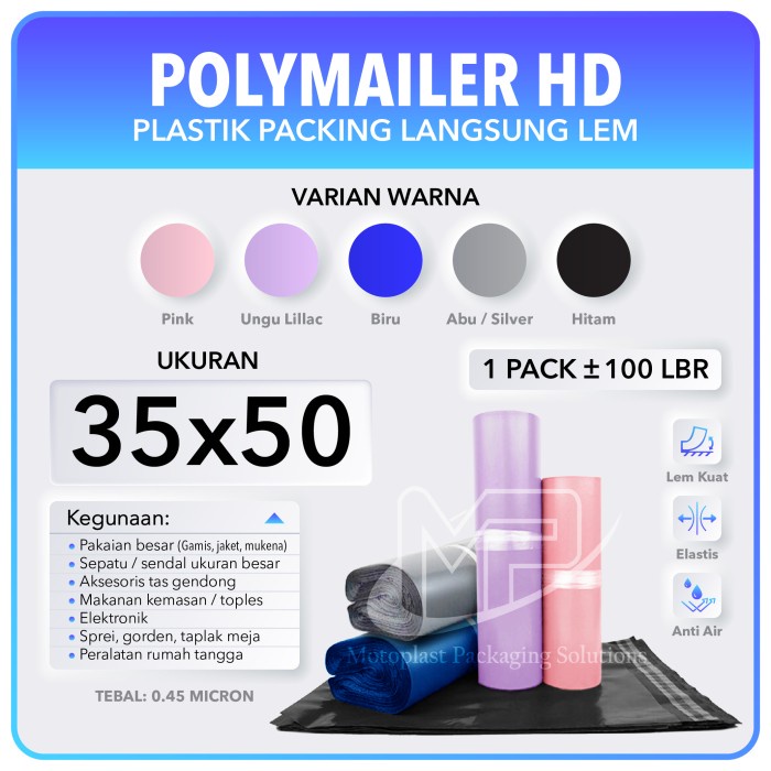 

Promo Termurah Plastik Packing Polymailer Hd Uk 35X50 Isi 100 Lbr Terbaru