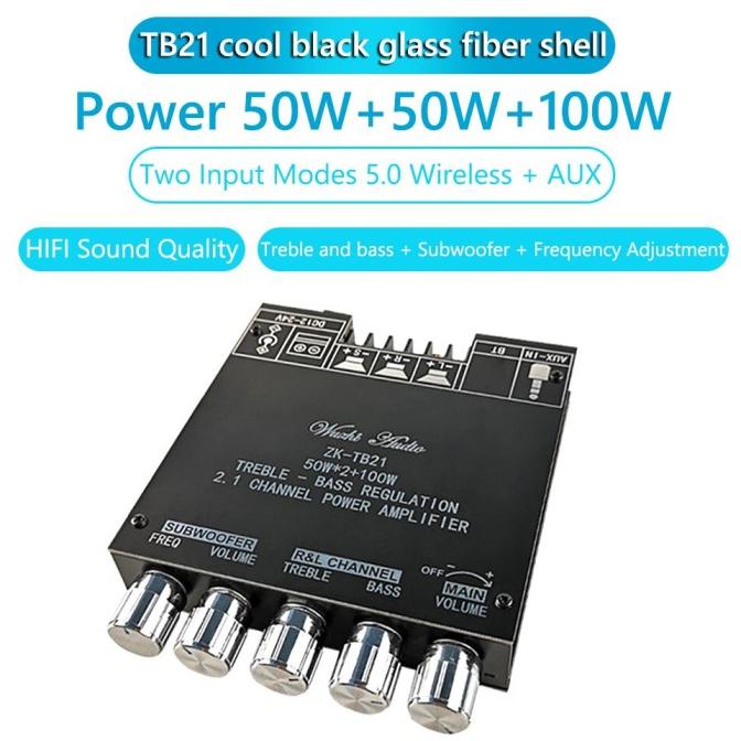 Bluetooth Amplifier Class D 2.1CH 2x50W+100W ZK-TB21 Amplifier Termurah
