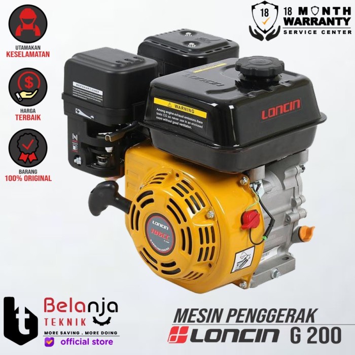 Promo Loncin Mesin Penggerak Bensin G 200 6.5 Hp Engine Serbaguna G200 6.5Hp