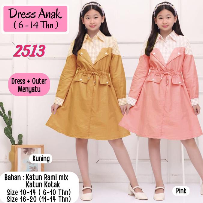 ( 6 - 14 TAHUN ) BAJU DRESS TUNIK ANAK PEREMPUAN/IRENE TUNIK 2513 RK
