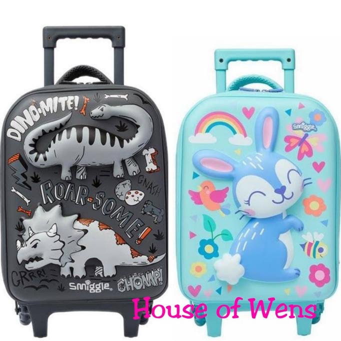 Terbaik Smiggle Animalia Junior Hardtop Trolley Bag Original - Tas Dorong Anak Stok Terbatas