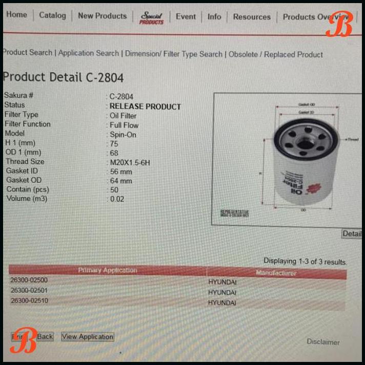 FILTER OLI HYUNDAI VISTO SAKURA ( C 2804 ) -04570- | HY