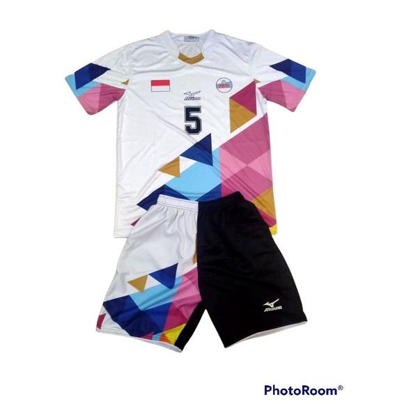 Hot Sale - Abstrak Putih Stelan baju volly kaos olahraga jersey bola voli printing