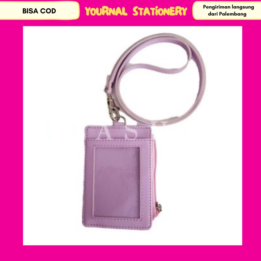 

Lanyard Flashee Resleting Name Tag ID Card Lilac Holder Kulit Termurah 1 Slot Depan PU Leather Lanyard NameTag ID Card Holder
